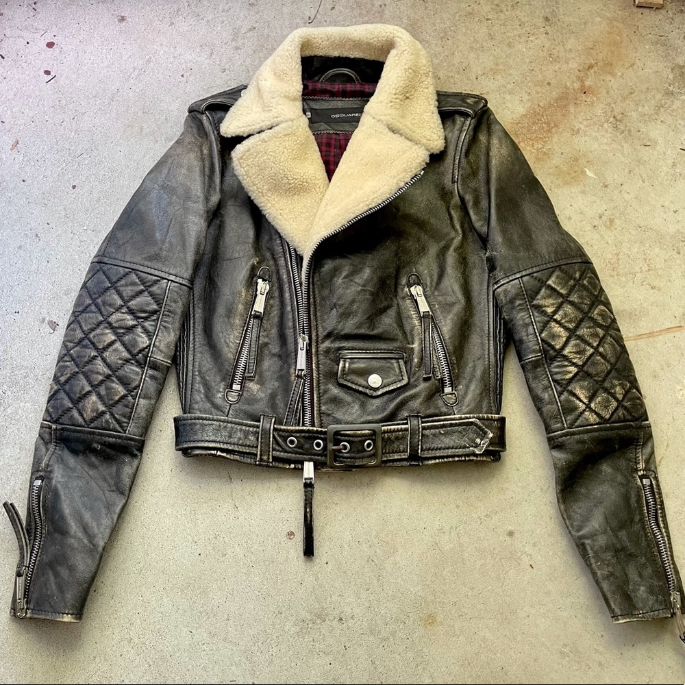 Dsquared2 Horsehide Leather Jacket Shearling Moto… - image 2